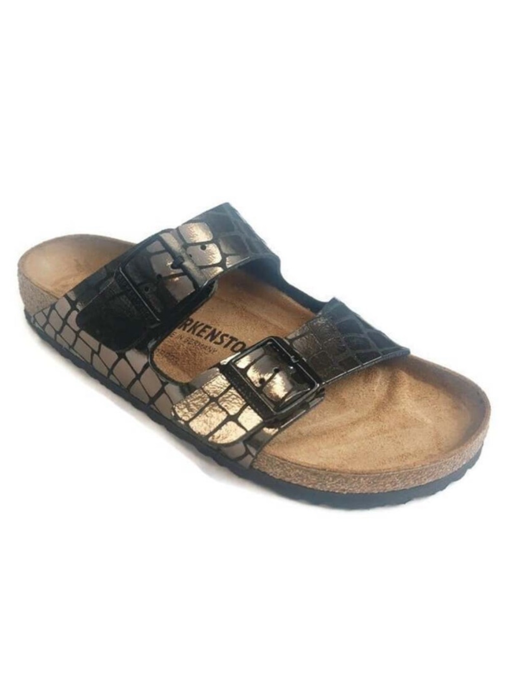 Birkenstock Women’s Size 40 Narrow Metallic Bronze Gator Gleam Sandal